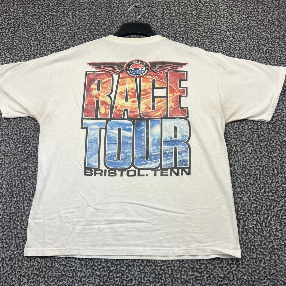 Vintage Bristol Tennessee Race Tour All Access Shirt Men XL White Short Sleeve